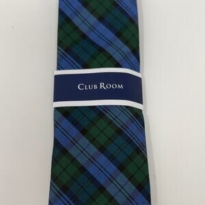 Club Room Men's Black Watch Tie - Navy/Green - New with tags